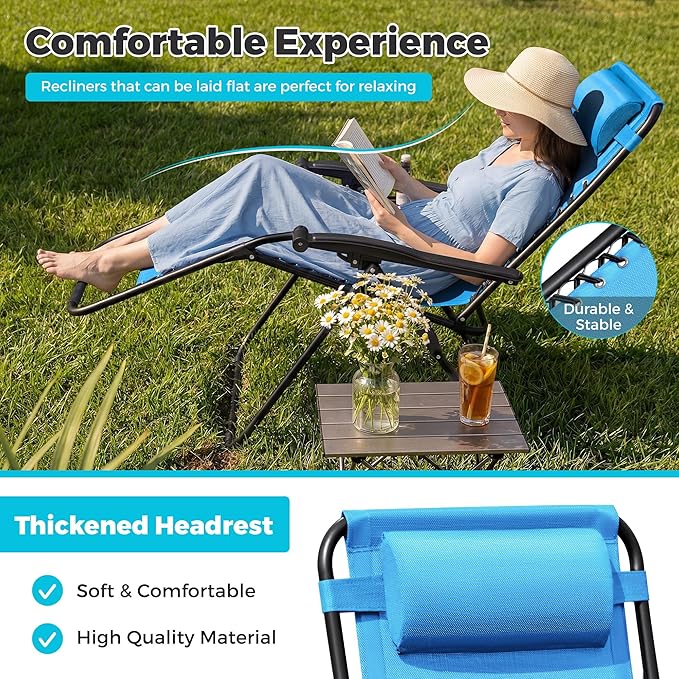 Homall Zero Gravity Chair Patio Folding Lawn Outdoor Lounge Gravity Camp - Image 4