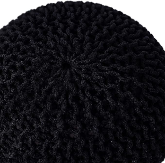 BIRDROCK HOME Round Pouf Ottoman | Cotton Braided Foot Stool - Image 9