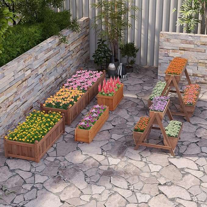 Giantex Vertical Raised Garden Bed, 3 Wood Planter Boxes - Image 4
