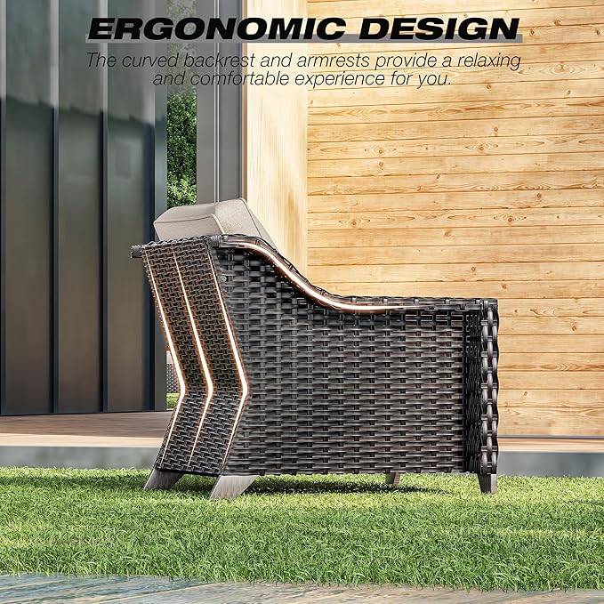 Joyside Wicker Patio Furniture Sets, 4 Pieces Upgraded Large Size Outdoor - Image 5