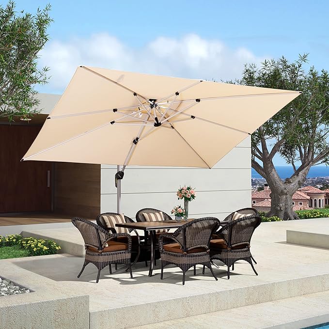 PURPLE LEAF 9' X 12' Patio Umbrella Outdoor Rectangle Umbrella Large Cantilever - Image 2