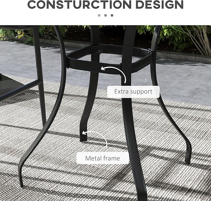 Outsunny 28" Outdoor Bar Table, Faux Wood Patio Furniture, Square Wood-Like - Image 6