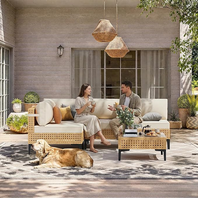 ABCASA Patio Furniture Set, 5-Piece Wicker Outdoor Patio Furniture Sets - Image 7