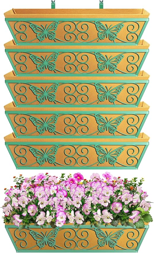 6 Pack 24 Inch Window Boxes Planters Railing Planter Box - Image 5