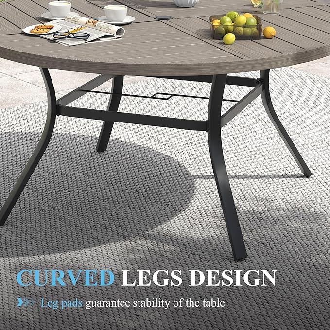 VICLLAX Patio Table and Chair Set of 6, All Weather Metal Round Outdoor Dining - Image 6
