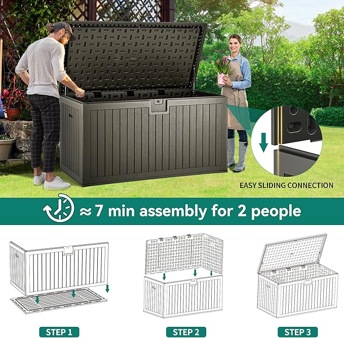 YITAHOME XXL 230 Gallon Large Deck Box, Outdoor Storage - Image 8
