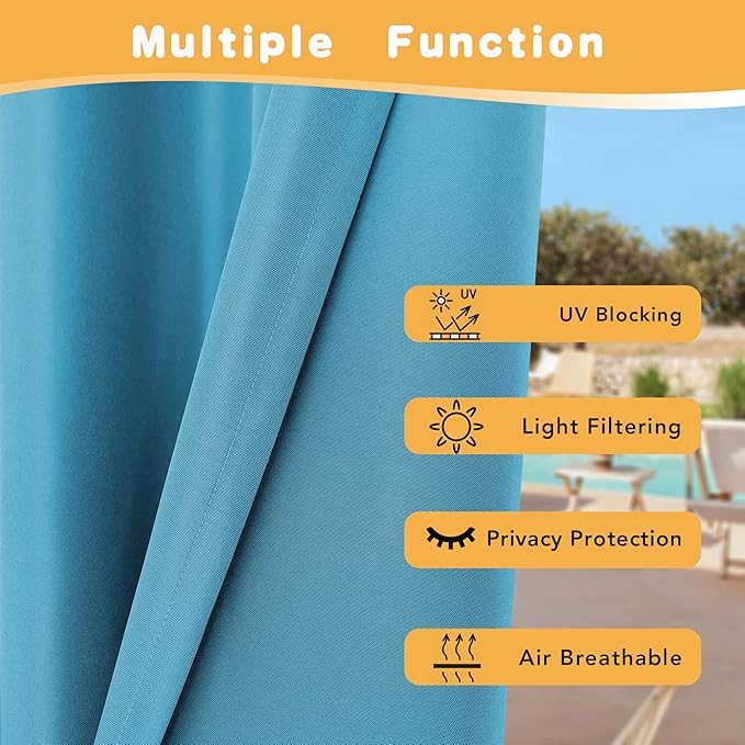 HolidayIdeas Outdoor Curtains for Patio Waterproof, 4 Panels - Image 3