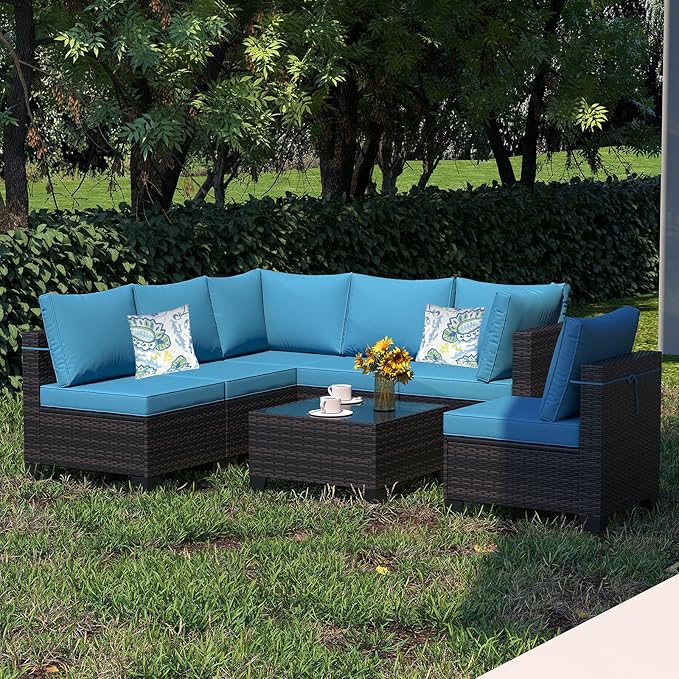 Outdoor Wicker Patio Furniture Set, Rattan Sectional Sofa Set - Image 6