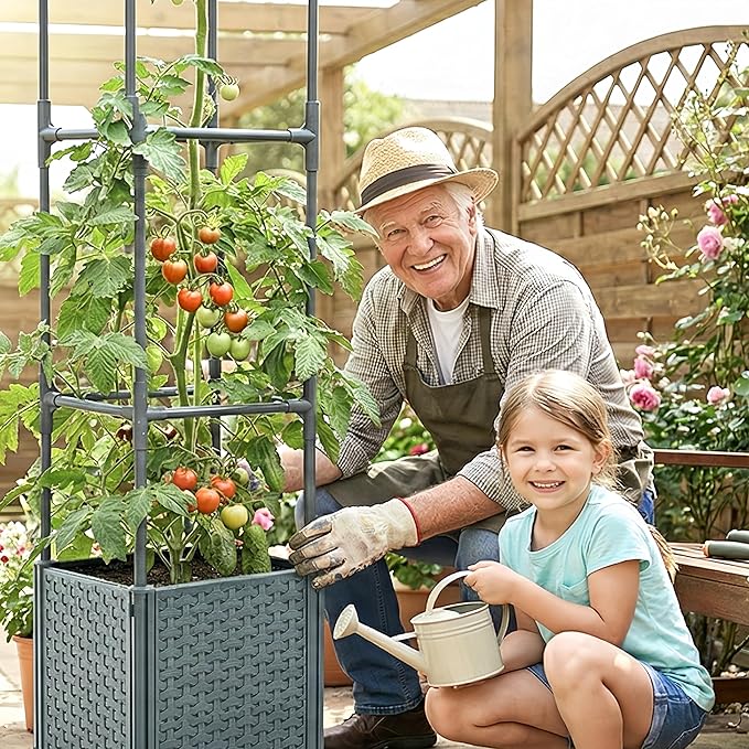 Raised Garden Bed with Tomato Planter Cage, Trellis Planter Boxes - Image 2