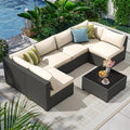 7 Piece Outdoor Patio Furniture Set, Outdoor Sectional Furniture, Rattan & by Olimix