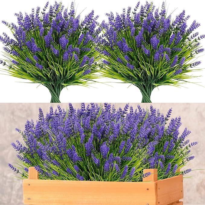 ZINHO 24 Bundles Artificial Flowers Outdoor, Faux Lavender Flowers by ZINHO