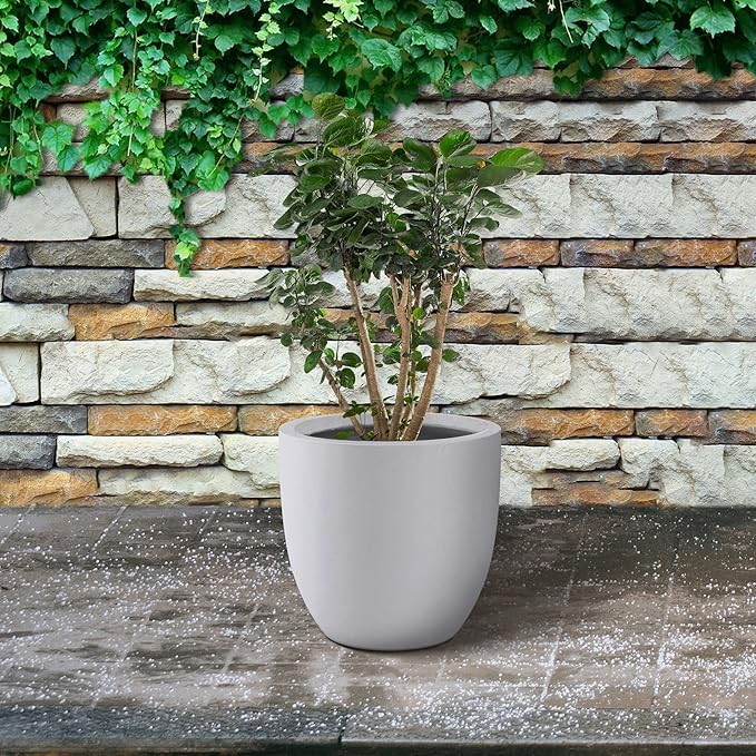 Kante 16.5" Dia Round Concrete Planter, Large Outdoor Modern Indoor Decorative - Image 6