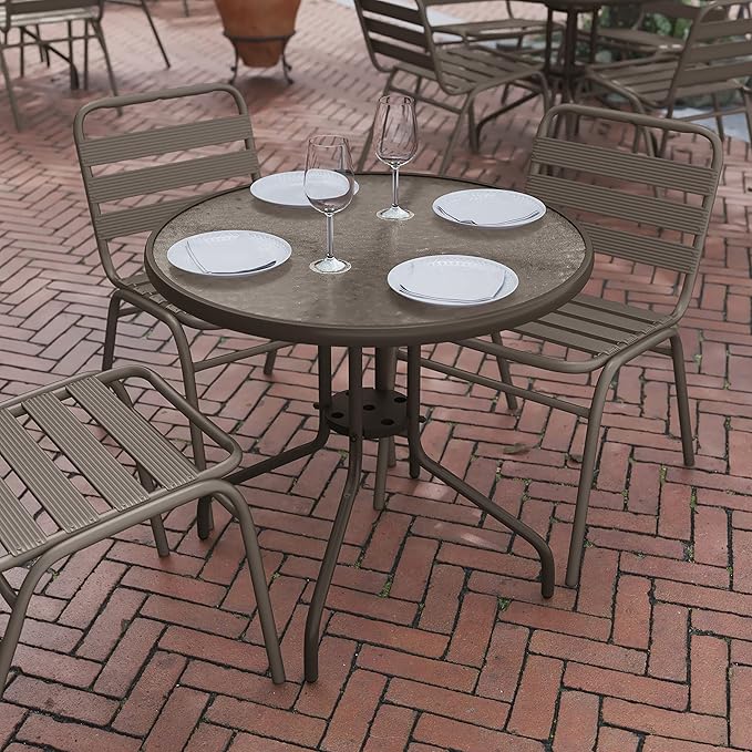 Flash Furniture Bellamy 31.5'' Round Indoor/Outdoor Tempered Glass Metal Frame - Image 7