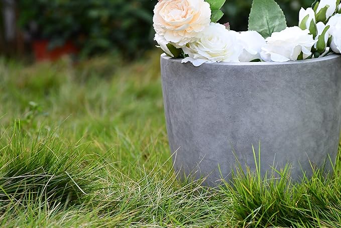 Kante 14 Inch Dia Round Concrete Planter, Indoor Outdoor Large Plant Pot - Image 7