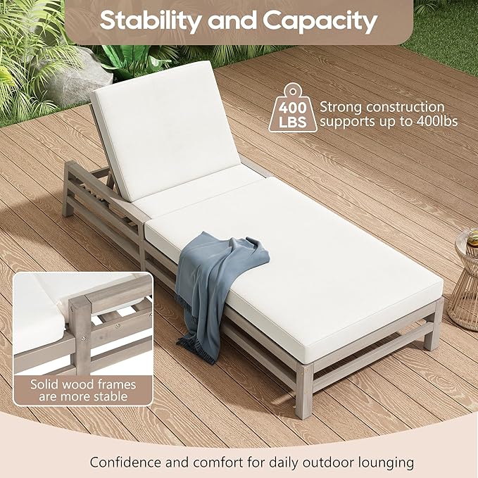 LUMISOL Patio Chaise Lounge Chair, 5-Position Adjustable Outdoor Chaise Lounge - Image 5
