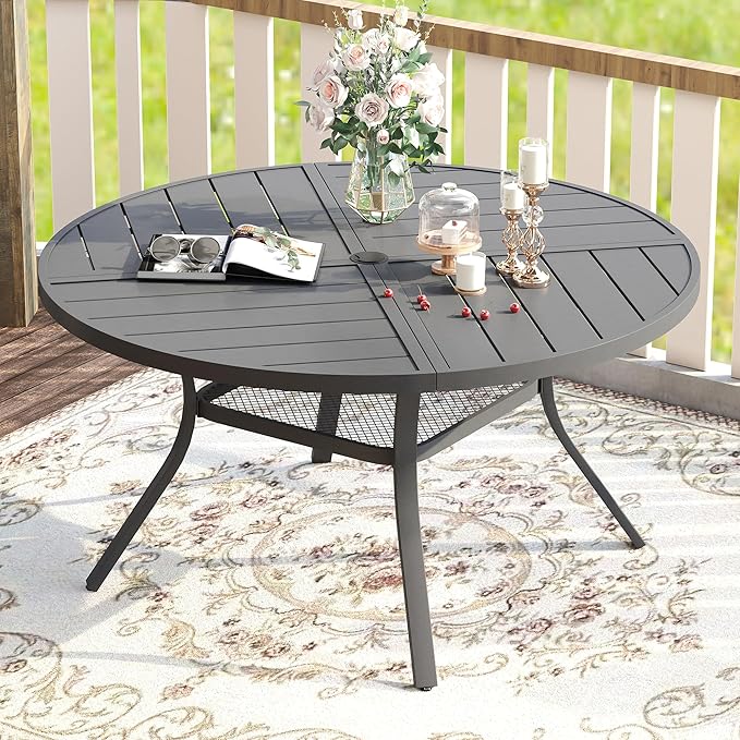 VICLLAX Round Patio Table with Adjustable Umbrella Hole - Image 2