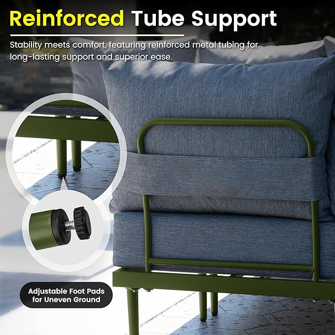 Sundale Outdoor 2 Pieces Patio Sofa Set, Metal Outdoor Sectional Loveseat - Image 5