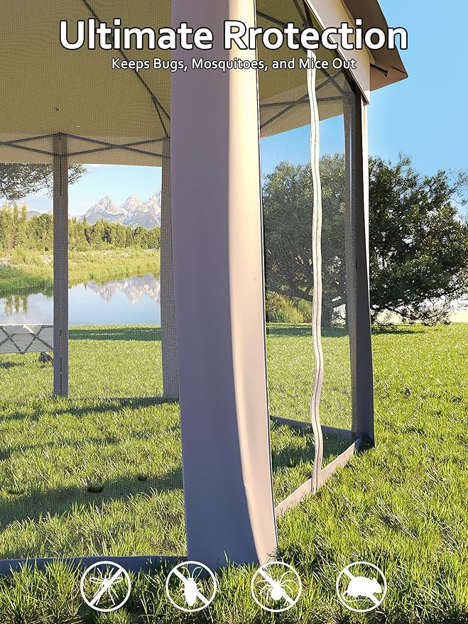 Garvee Pop Up Gazebo Screen Tent, Hexagonal Instant Gazebo Tent - Image 6