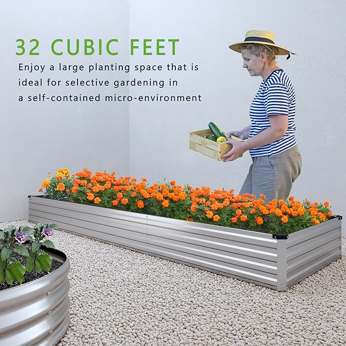 12x2x1FT Galvanized Raised Garden Bed Kit, Vegetable Boxes-Rectangle Metal - Image 5