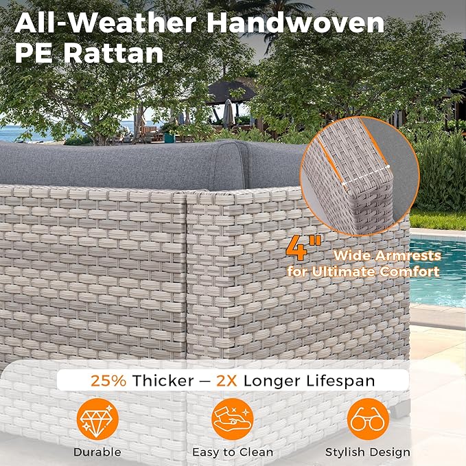 14-Seat Outdoor Wicker Patio Furniture Set - Image 4