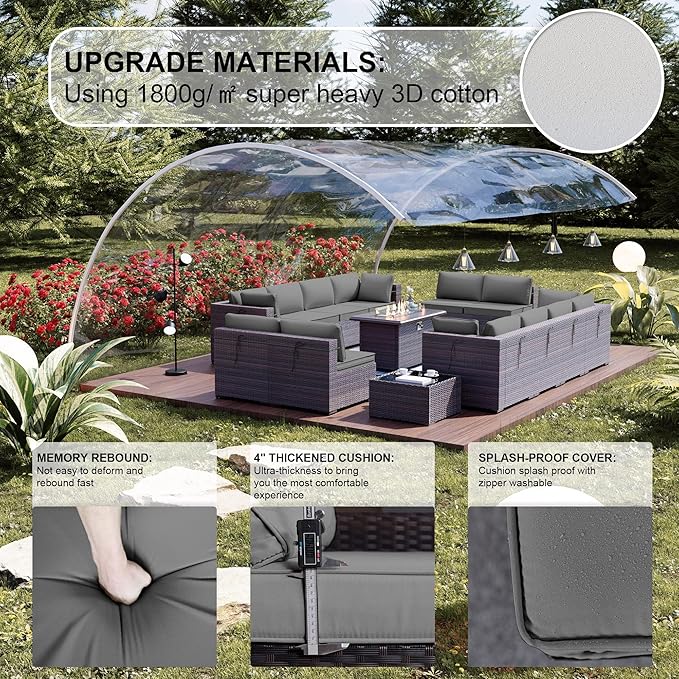 Kullavik 15 Pieces Outdoor Patio Furniture Set - Image 4