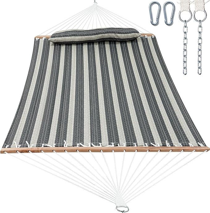 2 Person Hammocks for Outside, Double Quilted Fabric Outdoor Hammock by GafeteOutdoorLiving