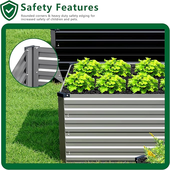6x3x2FT Galvanized Raised Garden Bed Kit, Vegetable Plant Boxes-Rectangle Metal - Image 5