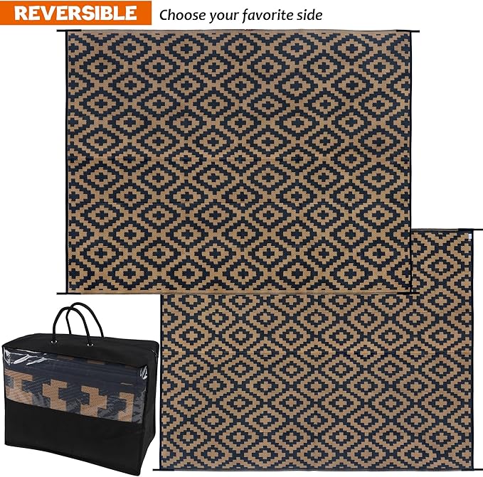 SAND MINE Reversible Mats, Plastic Straw Rug, Modern Area Rug, Large Floor Mat - Image 3