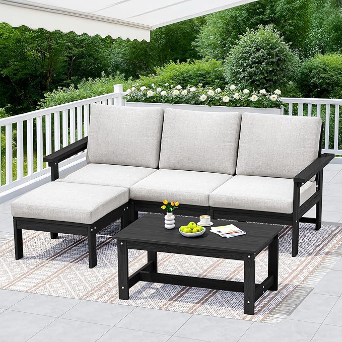 SERWALL Outdoor Sectional Sofa Set, 5-piece Outdoor Modula Couch Set - Image 4