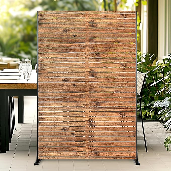 Metal Privacy Screen, Freestanding Decorative Privacy Screen by FENCY