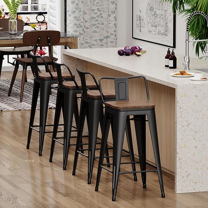 Yongchuang 30 inch Bar Stools Set of 4 Bar Height Metal Barstools - Image 7