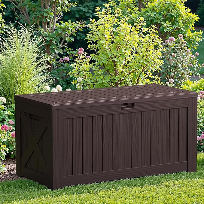 JUMMICO 120 Gallon Resin Deck Box, Large Outdoor Storage Box Waterproof & - Image 5