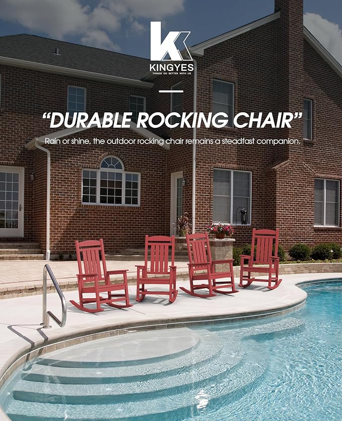 KINGYES Outdoor Rocking Chair, Weather Resistant Patio Rocking Chairs High Back - Image 8