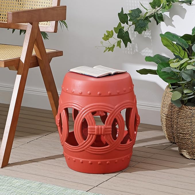 JONATHAN Y TBL1022G Lucky Coins 16" Chinese Ceramic Drum Indoor/Outdoor Garden - Image 2