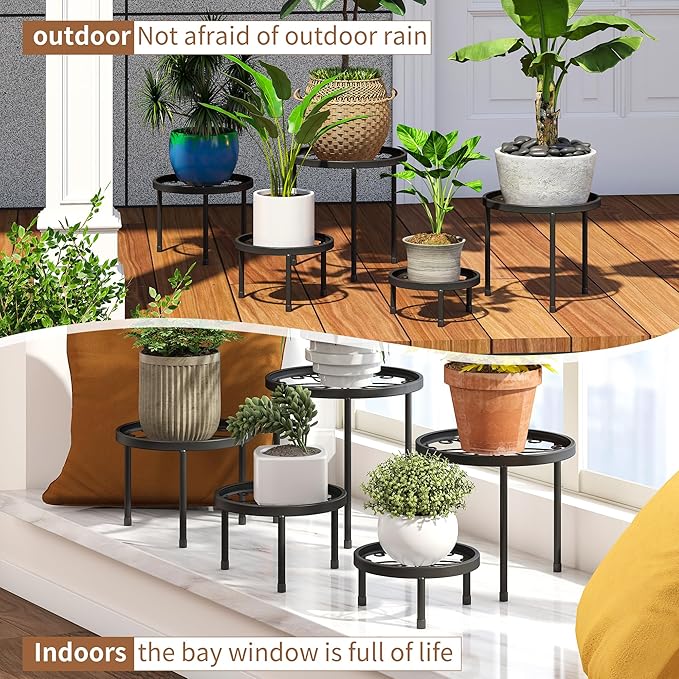 Plant Stand Indoor Outdoor 5 Pack Heavy Duty Metal Stand Multiple Plants - Image 6