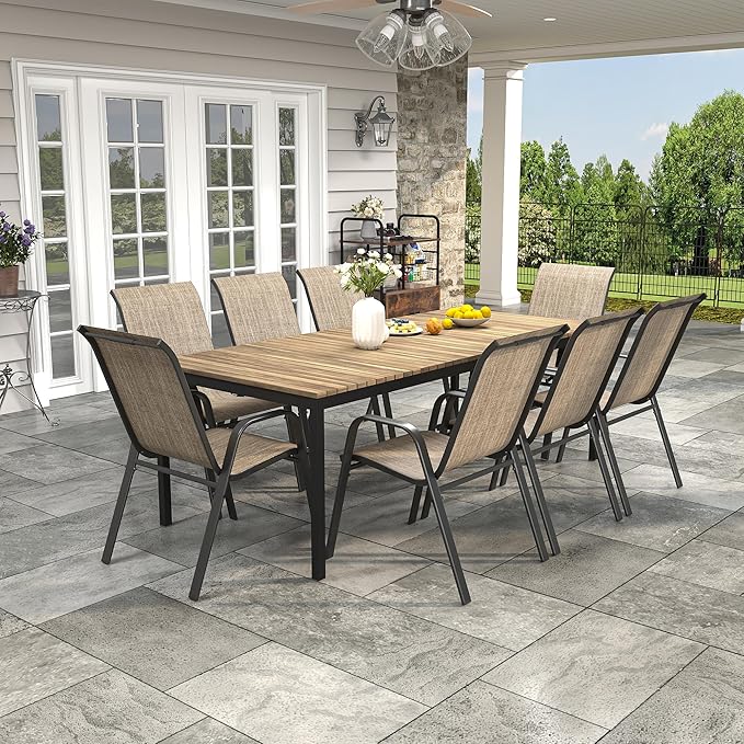 Patio Chairs Set of 8, Stackable Outdoor Dining Chairs - Image 6