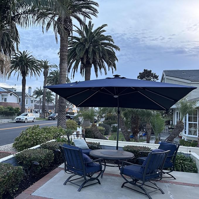 PURPLE LEAF 10 Feet Patio Umbrella Solar Powered LED Square Outdoor Cantilever - Image 3