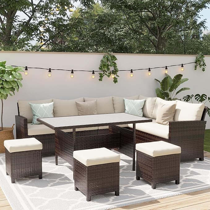 Wisteria Lane 7 Piece Patio Furniture Set, High Curved Back Wicker Patio - Image 8