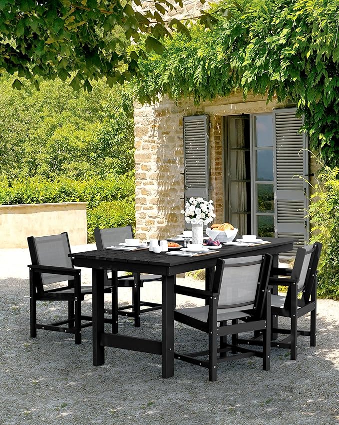 SERWALL Patio Dining Sets for 6, Outdoor HDPE Dining Set - Image 6