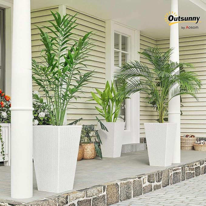Outsunny Tall Planters for Outdoor Plants Set of 3, 24 in Taper Planters - Image 2