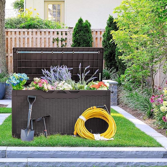 Devoko 97 Gallon Deck Box, Waterproof Resin Outdoor Storage Box - Image 5