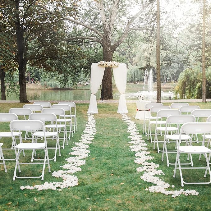VINGLI 8 Pack White Plastic Folding Chair, Indoor Outdoor Portable Stackable - Image 9