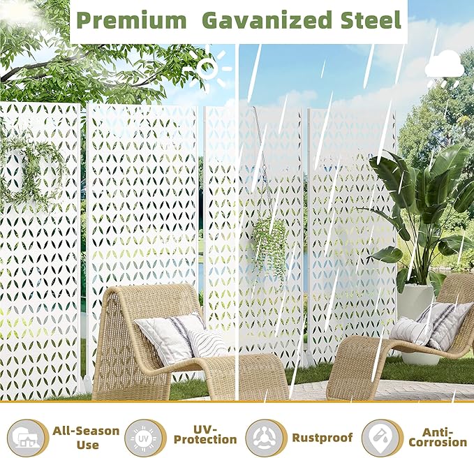 Casaphoria 72" H x 47" W Metal Privacy Screen, Outdoor Freestanding Decorative - Image 4