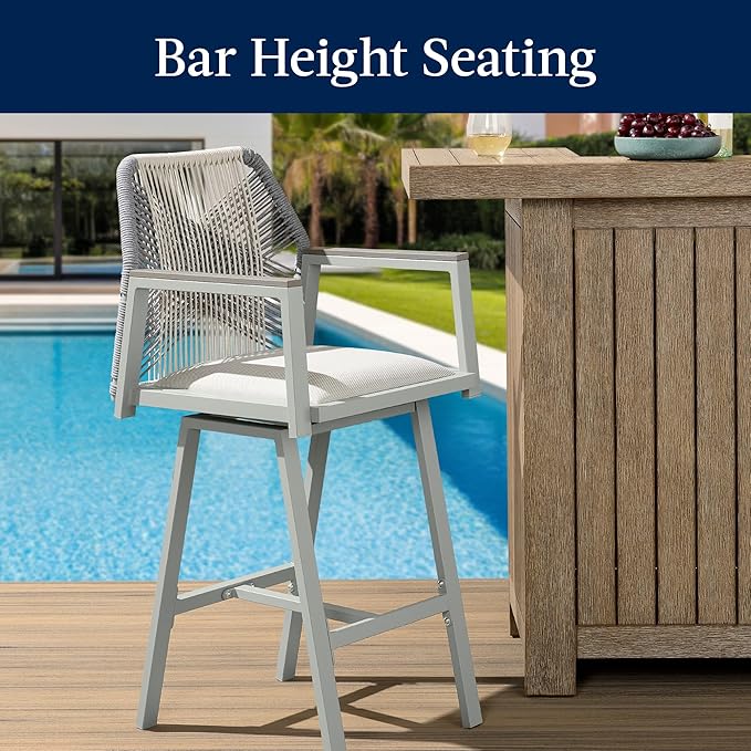 Best Choice Products Outdoor Bar Stools Set of 2, Bar Height, 360° Swivel - Image 6