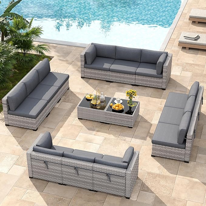 12-Seat Modular Patio Furniture Set – Outdoor Wicker Sectional Sofa - Image 2
