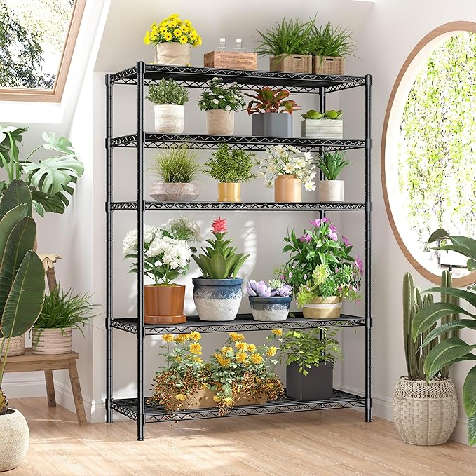 5 Tier Storage Shelves 71"H Wire Shelving Adjustable Metal Shelving, 1000LBS - Image 5