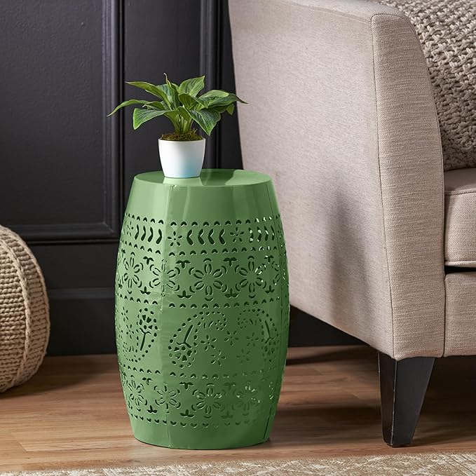 Christopher Knight Home Zoey Small Outdoor Side Table, Lace Cut Iron End Table - Image 4
