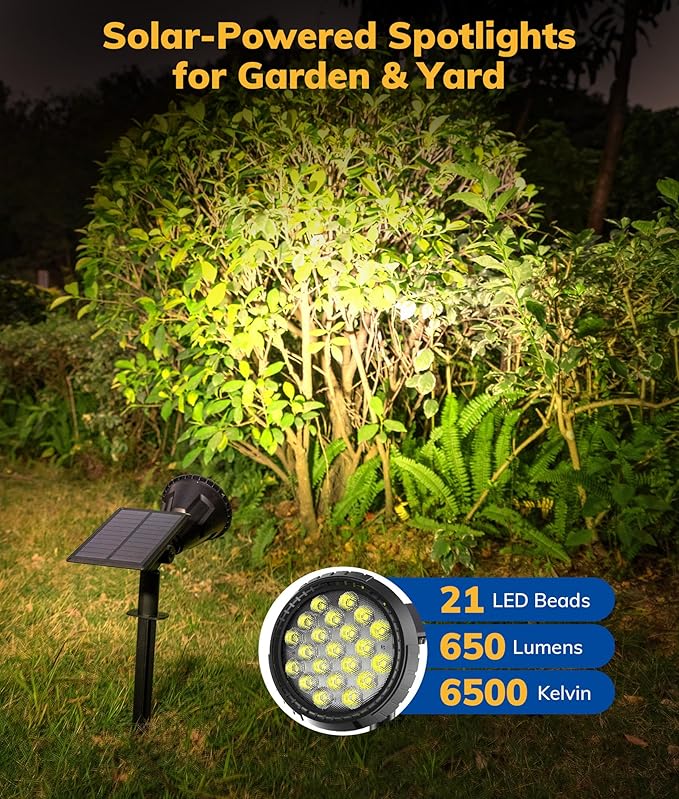 Solar Spot Lights for Outside, 21 LED Outdoor Solar Lights for Yard, 6 Pack - Image 5