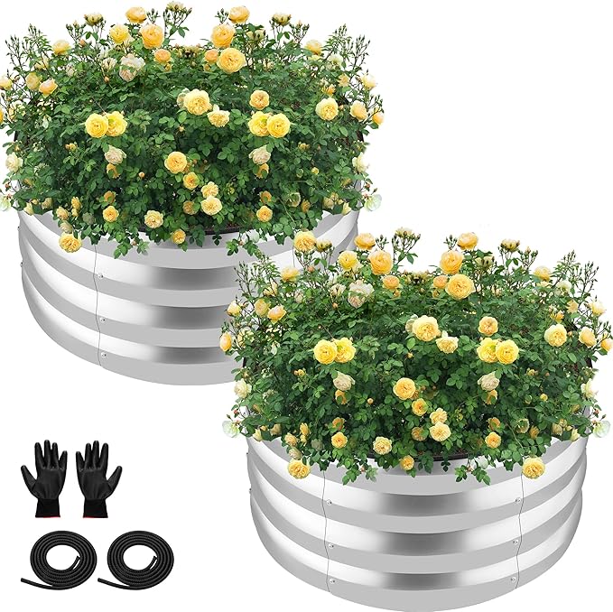 ZXZYHFTY Round Galvanized Raised Garden Bed kit, Round Large Metal Raised by ZXZYHFTY