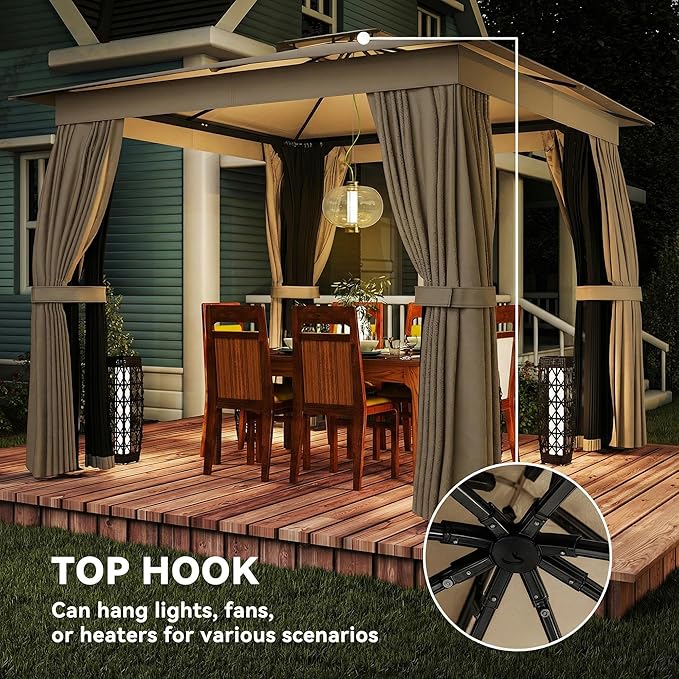 Outsunny 10' x 10' Outdoor Patio Gazebo, Heavy Duty Gazebo Canopy Shelter - Image 8